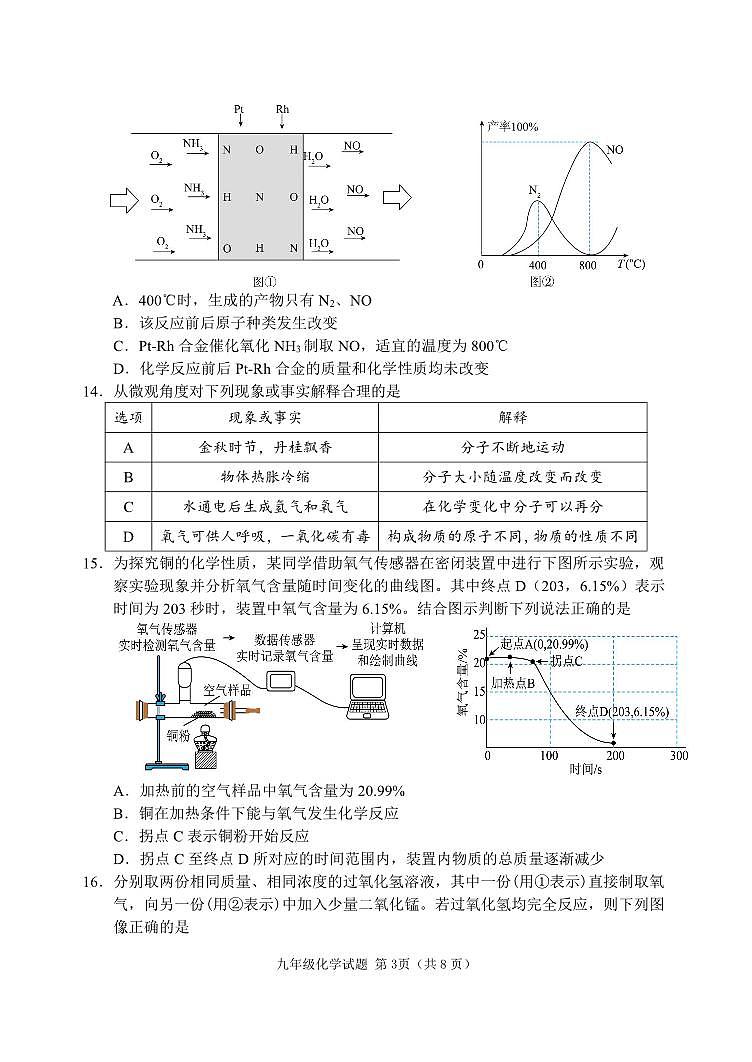 山东省潍坊市安丘市2024-2025学年九年级上学期期中考试化学试题第3页