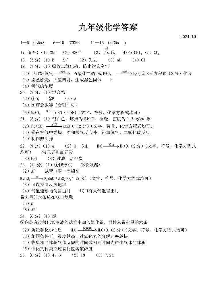 202411化学答案第1页