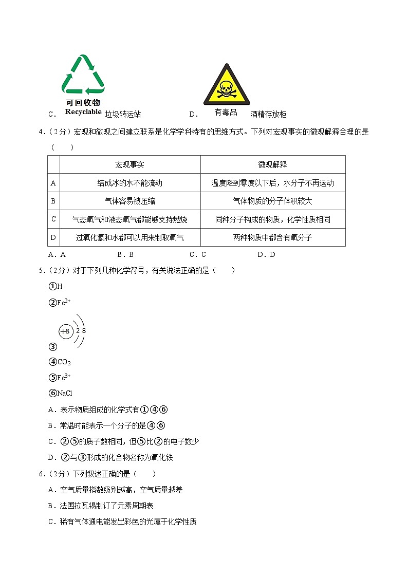 内蒙古呼和浩特市赛罕区2024-2025学年九年级上学期期中化学试卷第2页