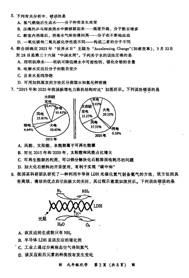 2023年广州市从化区中考一模化学试题第2页