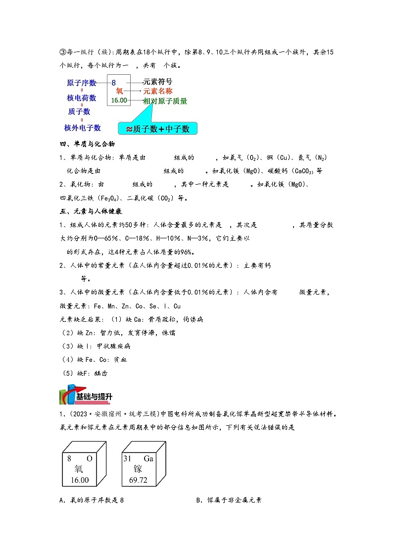沪教版九年级化学同步讲义第13课化学元素和周期表(学生版+解析)第3页