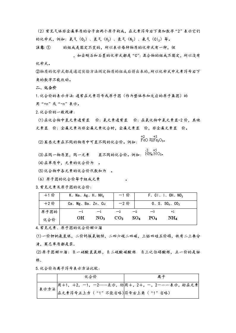 沪教版九年级化学同步讲义第14课化学式和化合价(学生版+解析)第2页