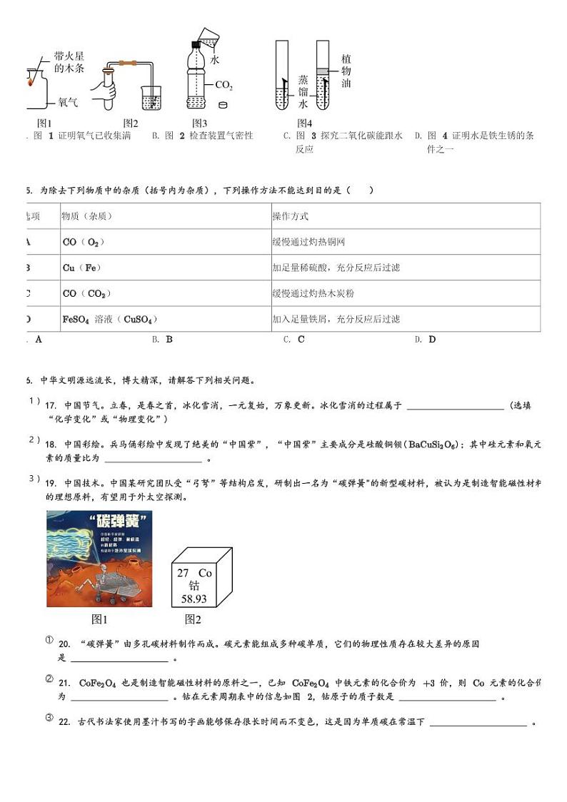 广东省肇庆市肇庆中学2023-2024学年九年级(上)期末考试化学试卷(含解析)第3页