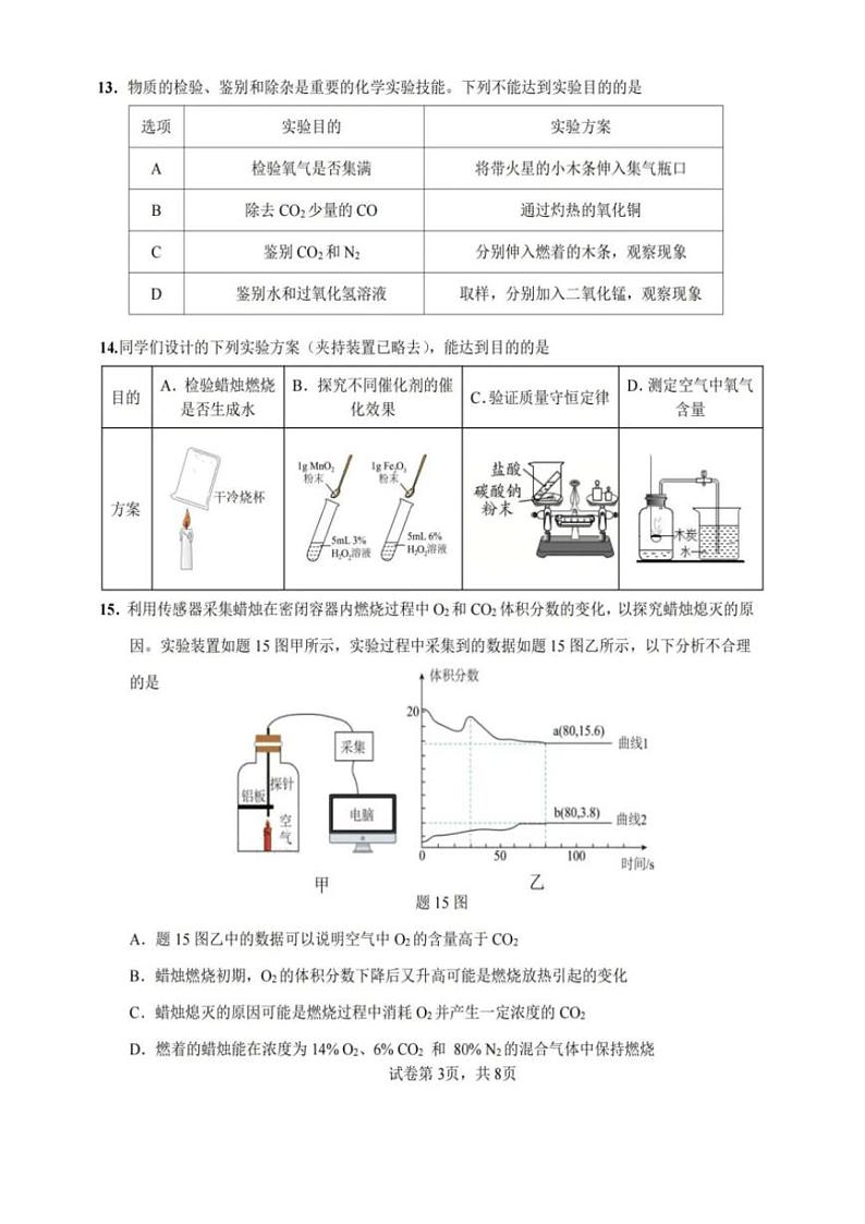 2024～2025学年广东省佛山市九年级(上)名校联考化学试卷(无答案)第3页