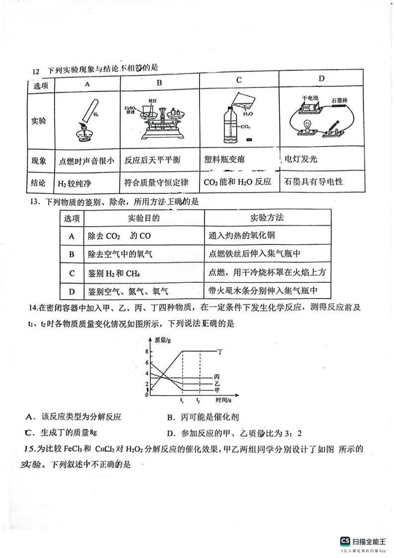 2024～2025学年广东省佛山市南海区桂城街道灯湖初级中学九年级(上)12月月考化学试卷(无答案)第3页