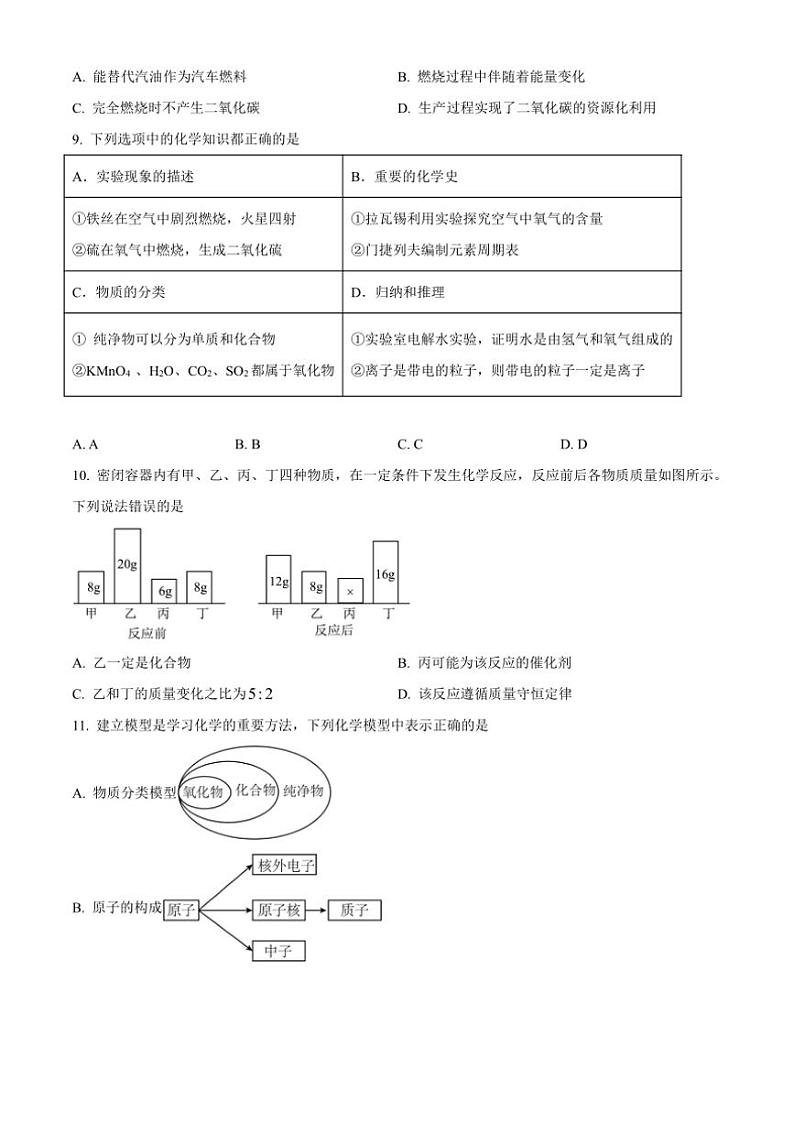 2024～2025学年广东省江门市怡福中学九年级(上)期中化学试卷(含答案)第3页
