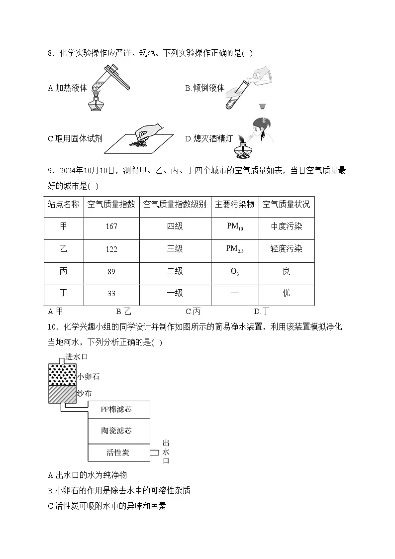 云南省昭通市绥江县2025届九年级上学期11月期中考试化学试卷(含答案)第2页