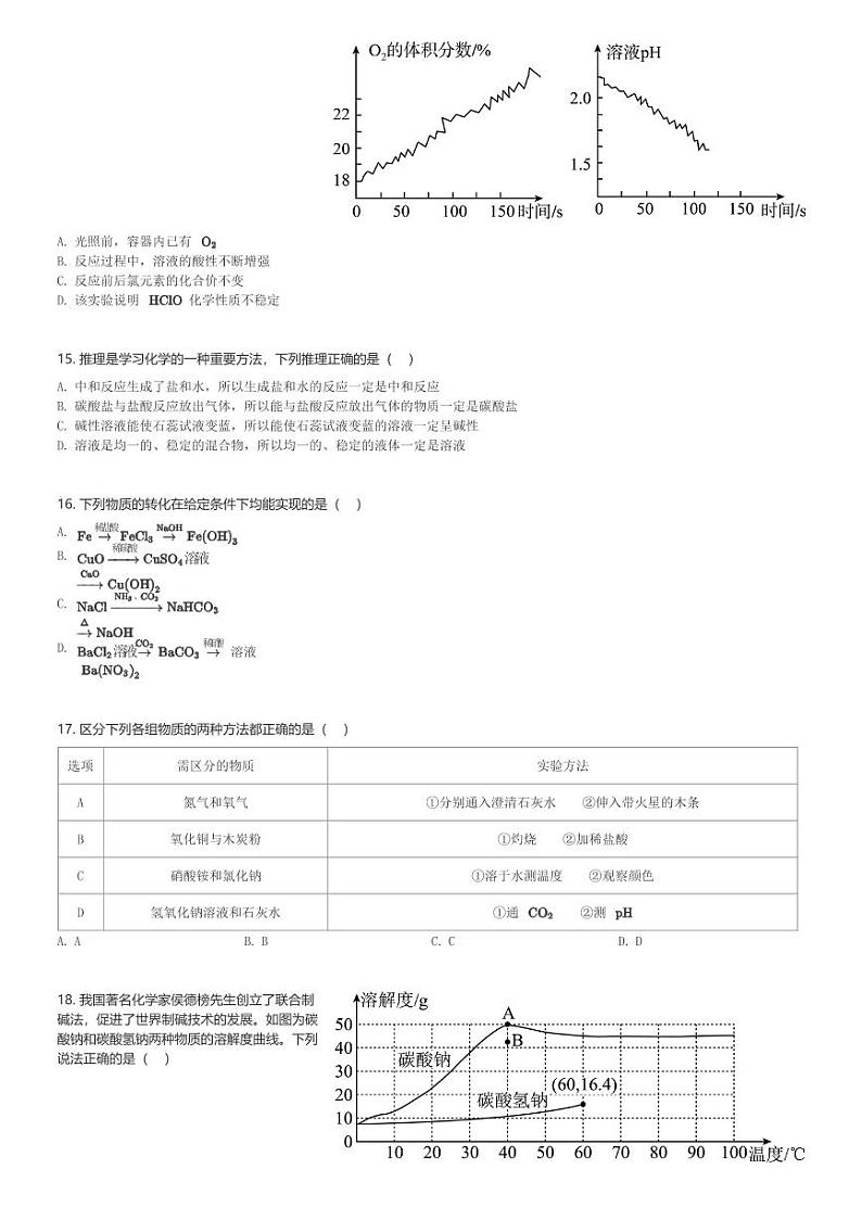 江苏省苏州高新区第一初级中学2023-2024学年九年级(下)3月月考化学试卷(含解析)第3页