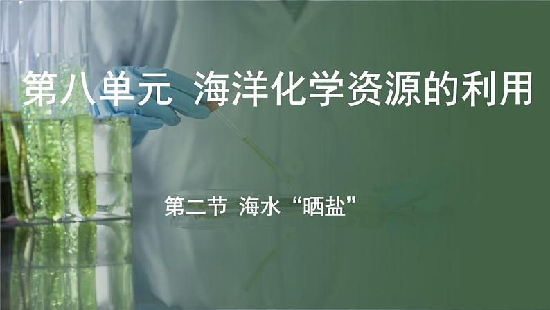 鲁教版（2024）初中化学九年级下册--8.2 海水“晒盐”（课件）第1页