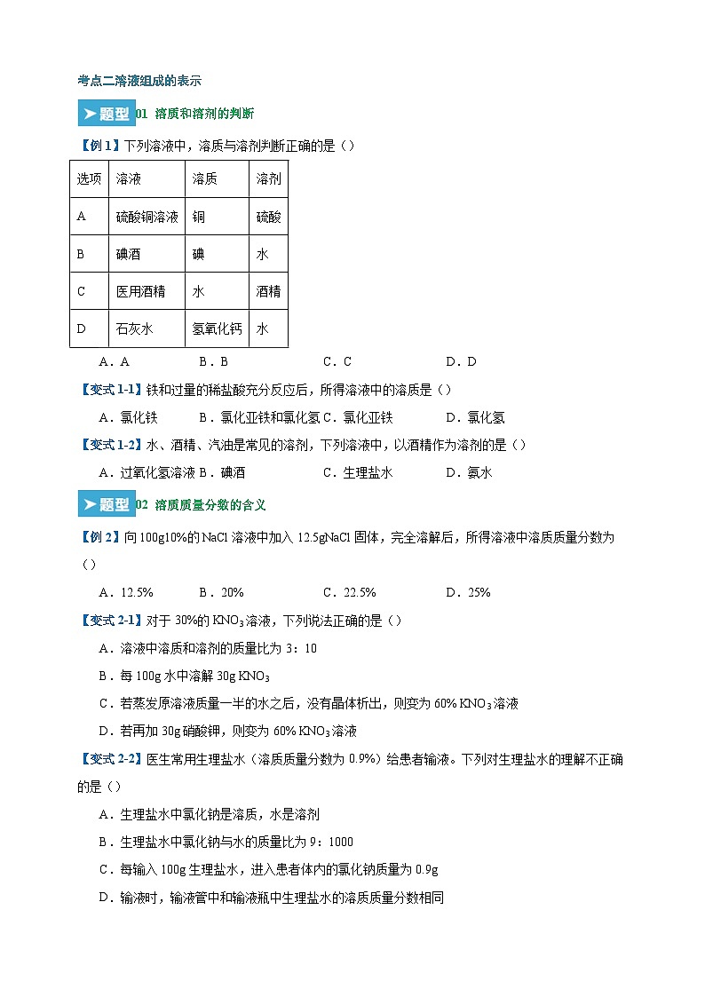 第6章《溶解现象化》-2024-2025学年九年级化学上学期期末复习专题训练（沪教版·全国）第3页