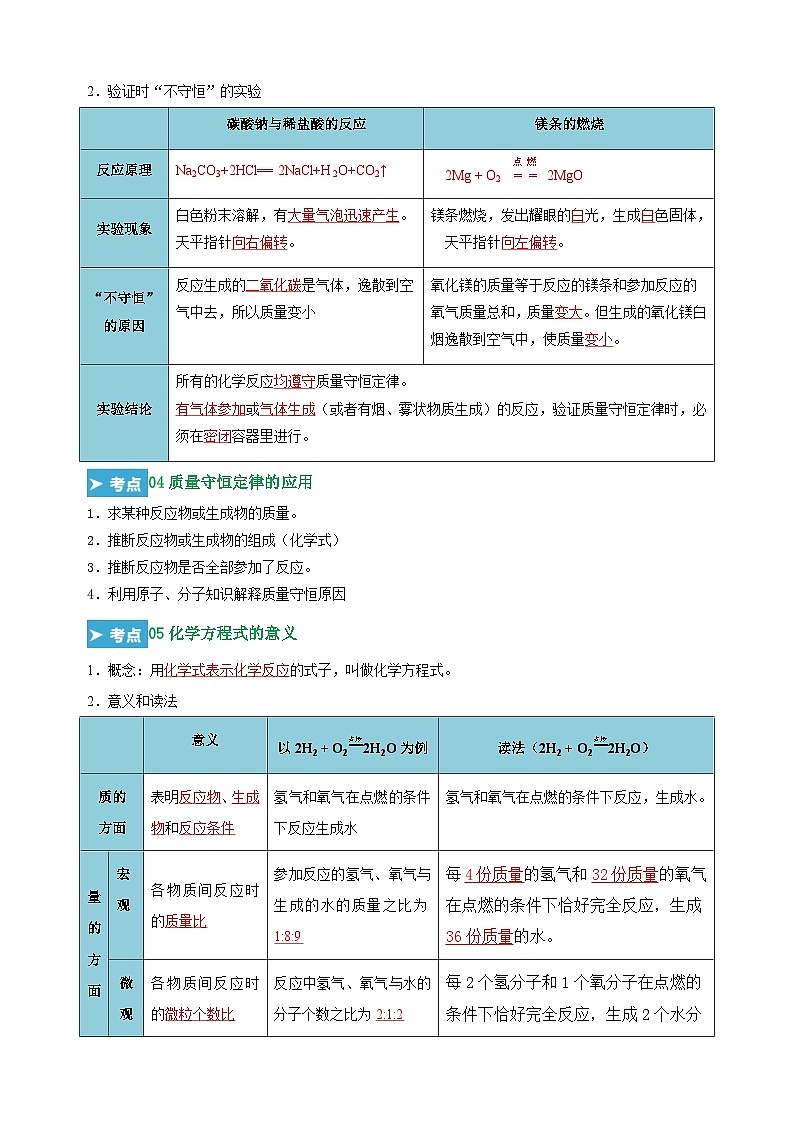 第五单元《化学方程式》-2024-2025学年九年级化学上学期期末复习考点清单（人教版）第3页