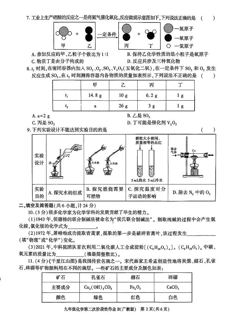 陕西省咸阳市秦都区金山学校2024-2025学年九年级上学期12月月考化学试题第2页