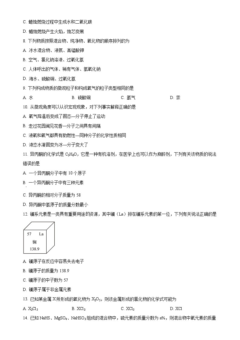 河南省洛阳市老城区2024-2025学年九年级上学期11月期中考试化学试题（原卷版）-A4第2页