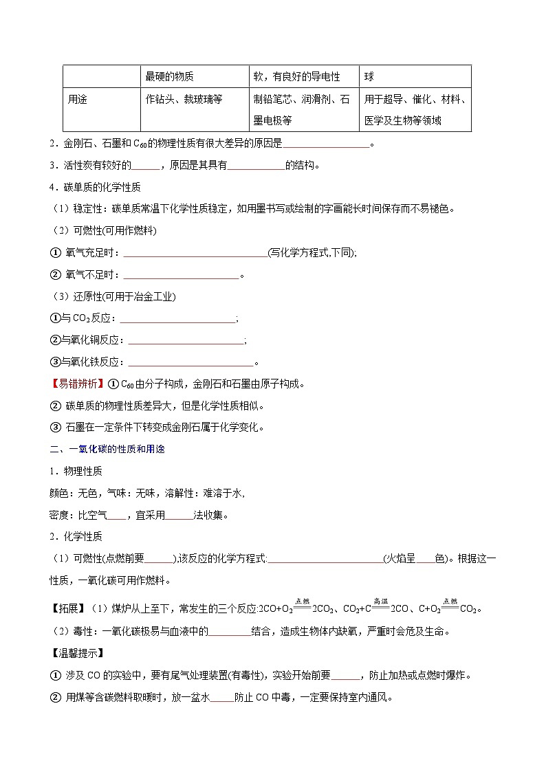 中考化学考点总复习(全国通用)专题08碳和碳的氧化物【考点精讲】(原卷版+解析)第2页