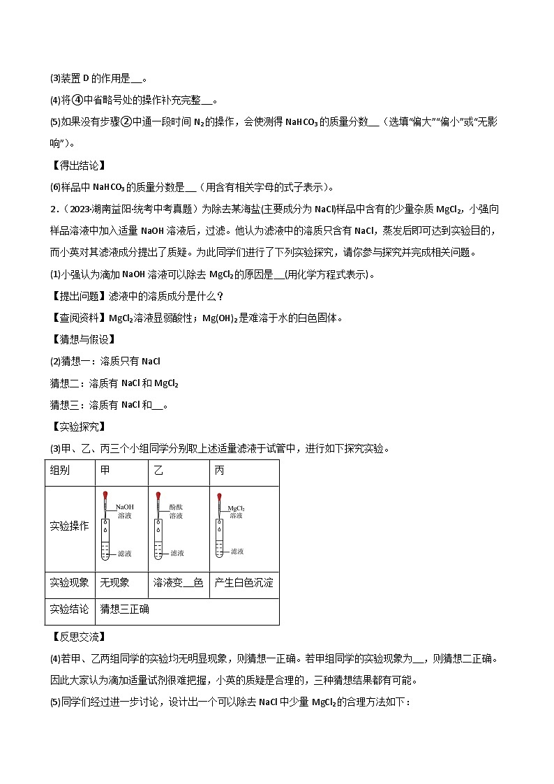 中考化学实验探究一题多设问专题10混合物组成成分的探究(原卷版+解析)第3页