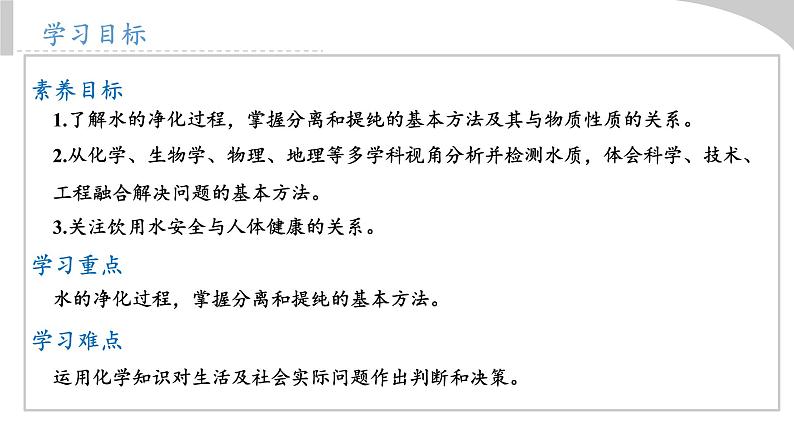 初中化学新人教版九年级上册第四单元水质检测及自制净水器教学课件2024秋第2页