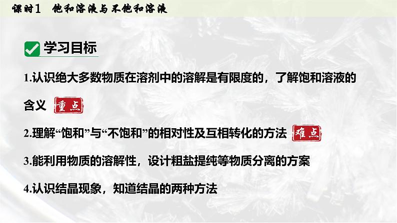 人教版2025春九年级化学下册第九单元 溶液 9.2.1  饱和溶液与不饱和溶液 课件第3页