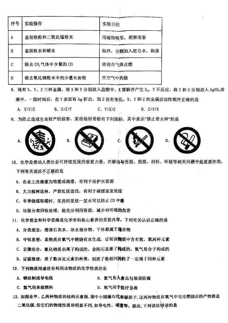 2023－2024学年度第一学期双减自查评估九年级化学第2页