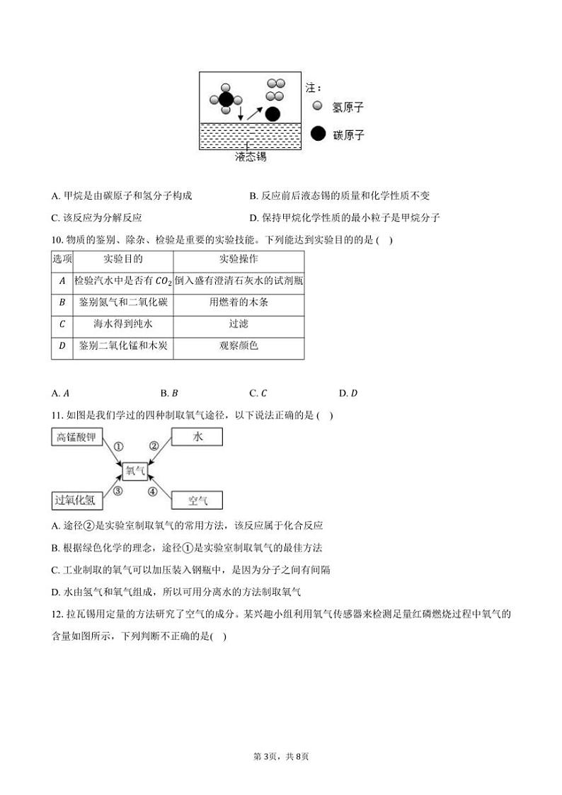 2024～2025学年广东省深圳市南山区育才集团九年级(上)期中化学试卷(含答案)第3页