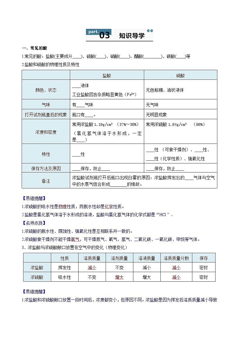 10.2 常见的酸和碱（第1课时）-知识点梳理+练习（含答案解析）第2页