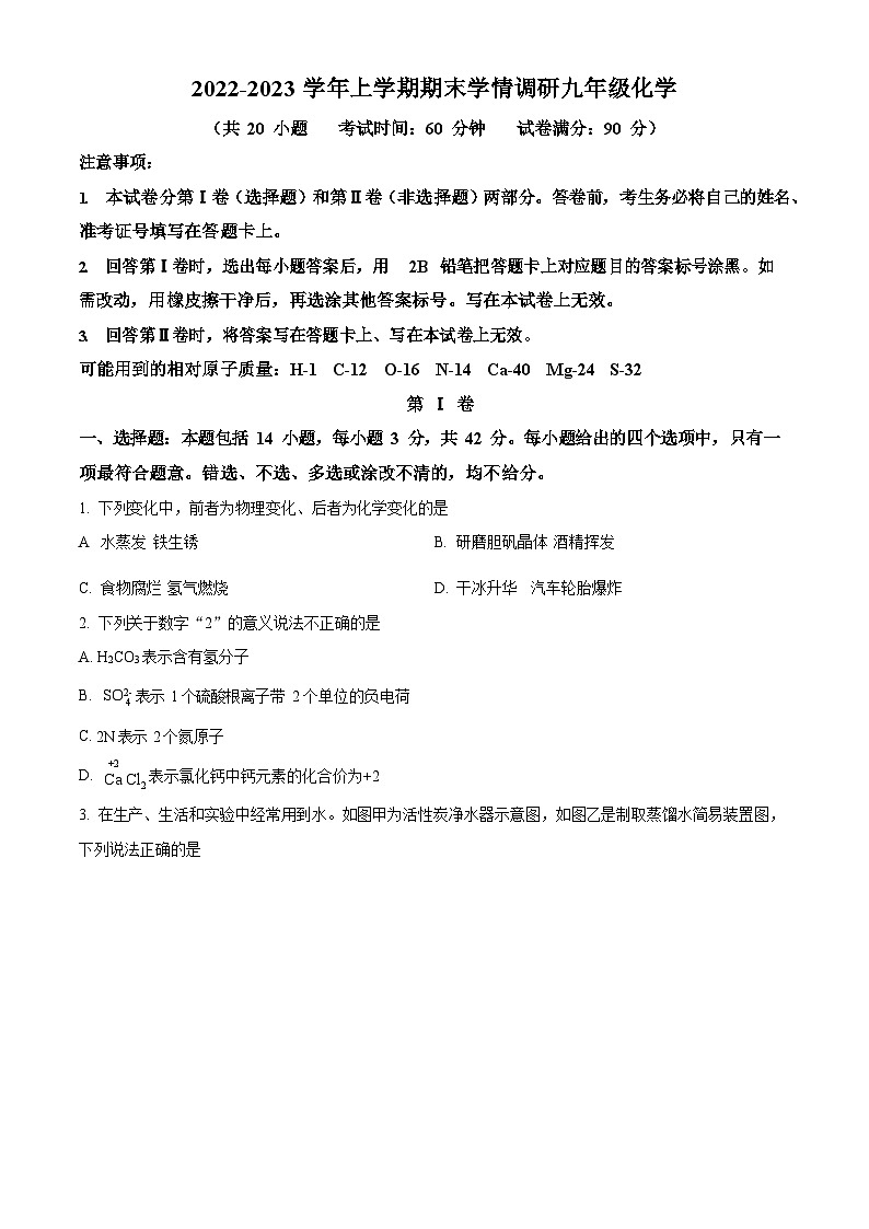 广东省广州市华师附中2022-2023学年九年级上学期期末化学试题第1页