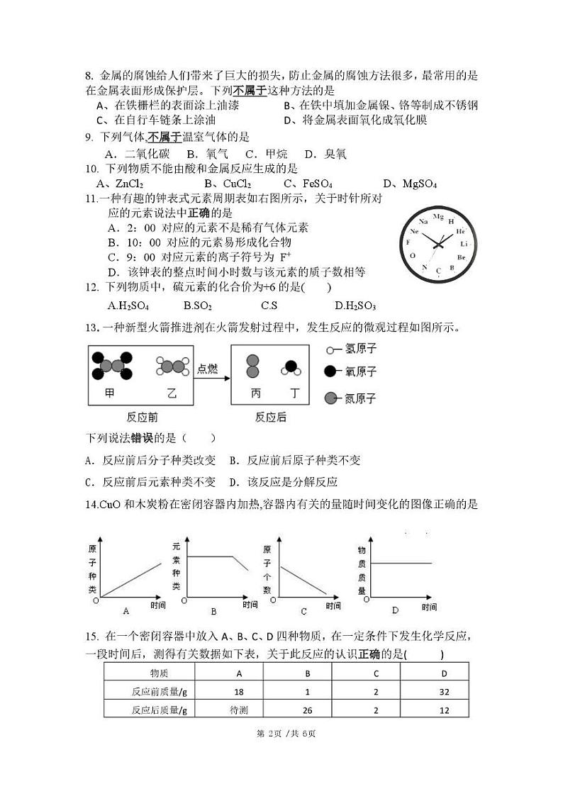 广东省东莞市理想学校2024-2025学年九年级上学期期末考试化学试卷第2页