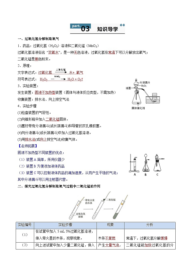【寒假衔接讲义】人教版 初中化学 九年级上册 知识讲义 2.3.2 制取氧气（下）（解析版）第2页