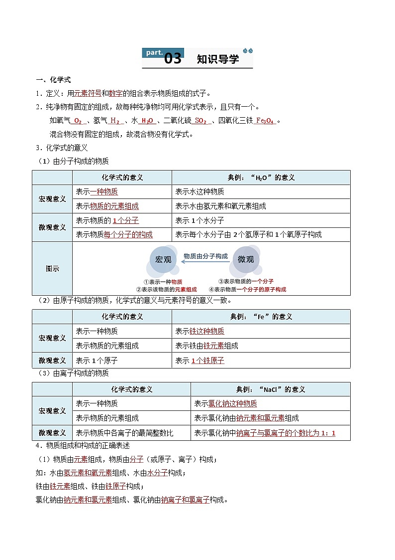 【寒假衔接讲义】人教版 初中化学 九年级上册 知识讲义 4.3.1 物质组成的表示（上）（解析版）第2页