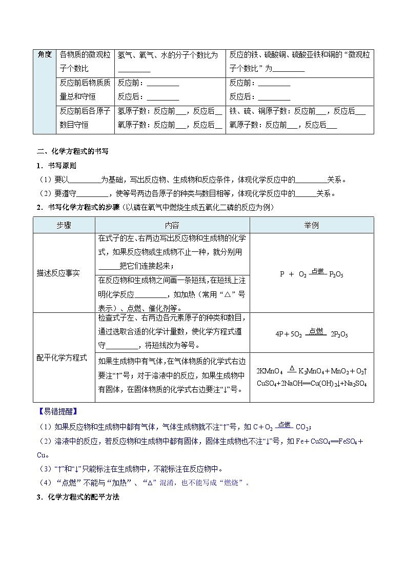 【寒假衔接讲义】人教版 初中化学 九年级上册 知识讲义 5.2.1 化学方程式（上）（原卷版）第3页