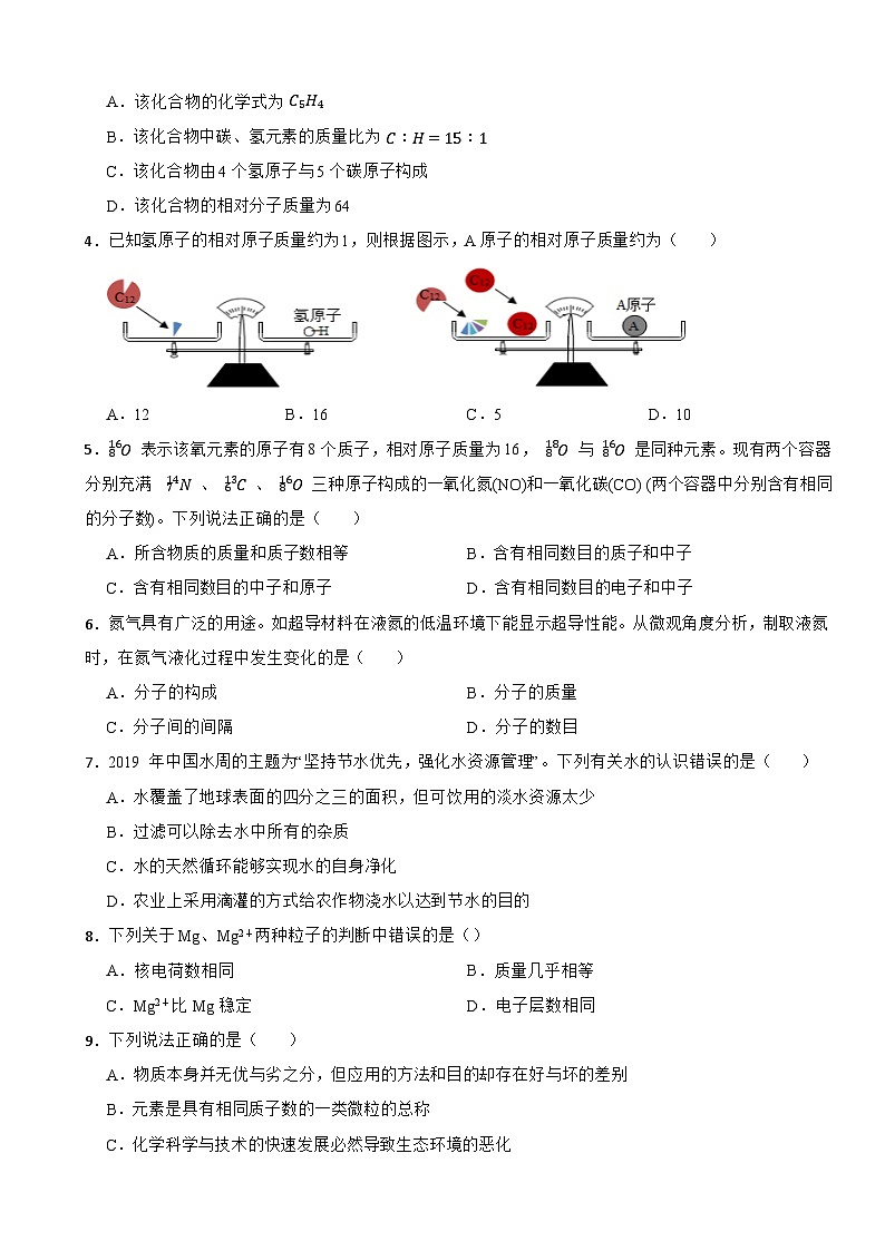 山东省威海市2024年八年级上学期化学期末考试试卷【附答案】第2页