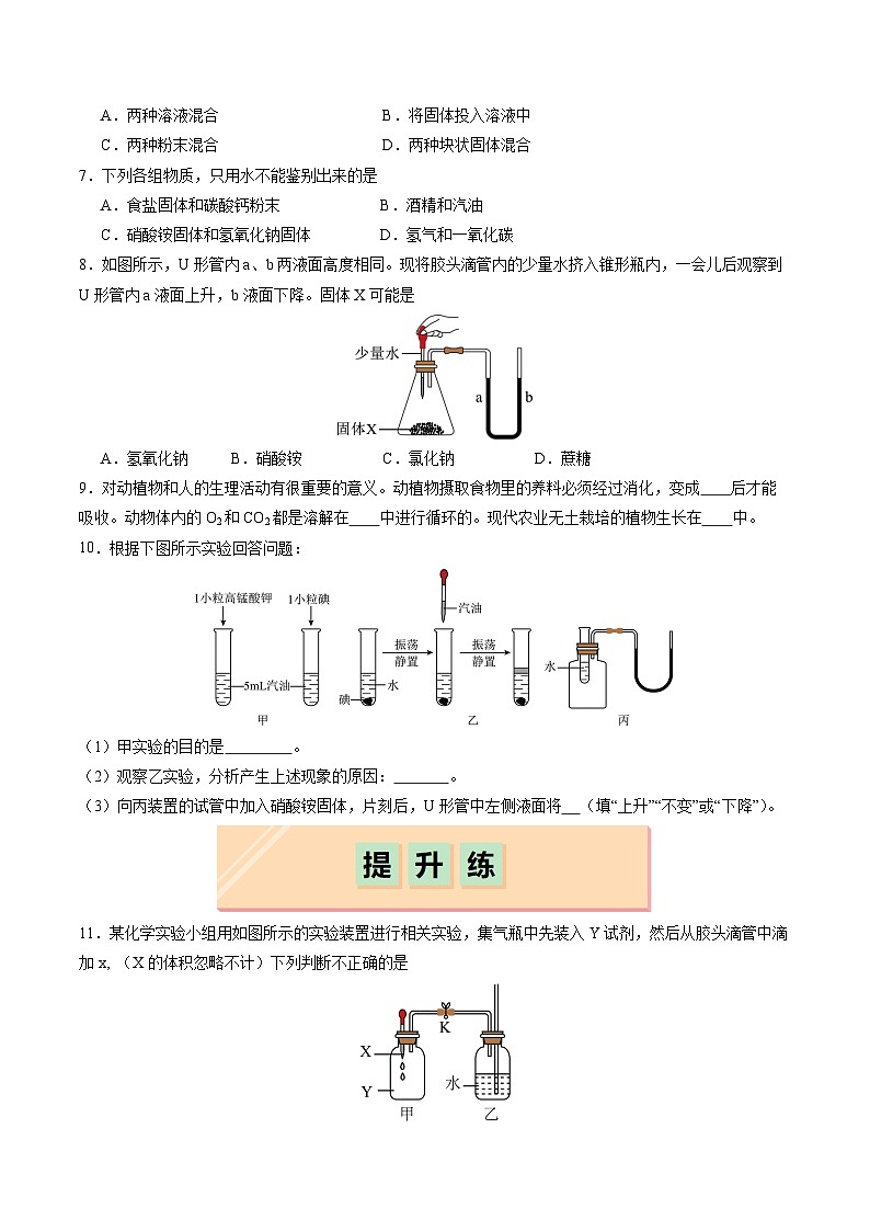 9.1 溶液及其应用（第2课时）（分层作业）（原卷版）第2页