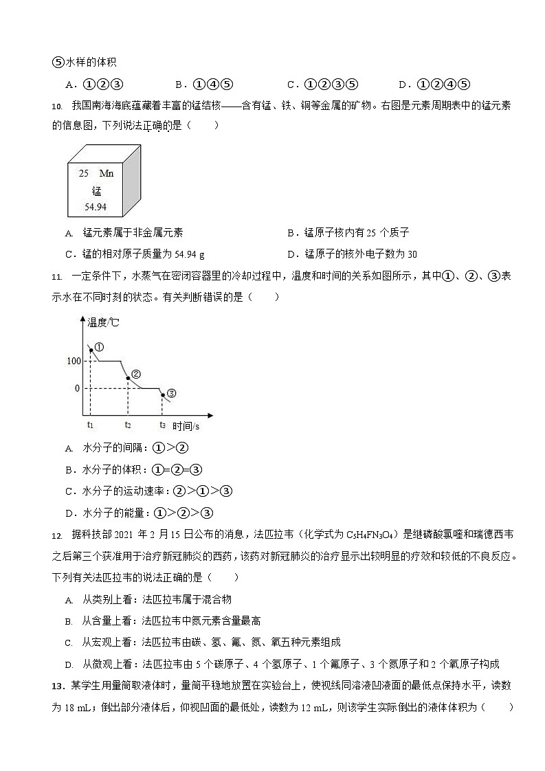 山东省东营市2024年八年级上学期期末化学模拟试卷3套【附参考答案】第3页