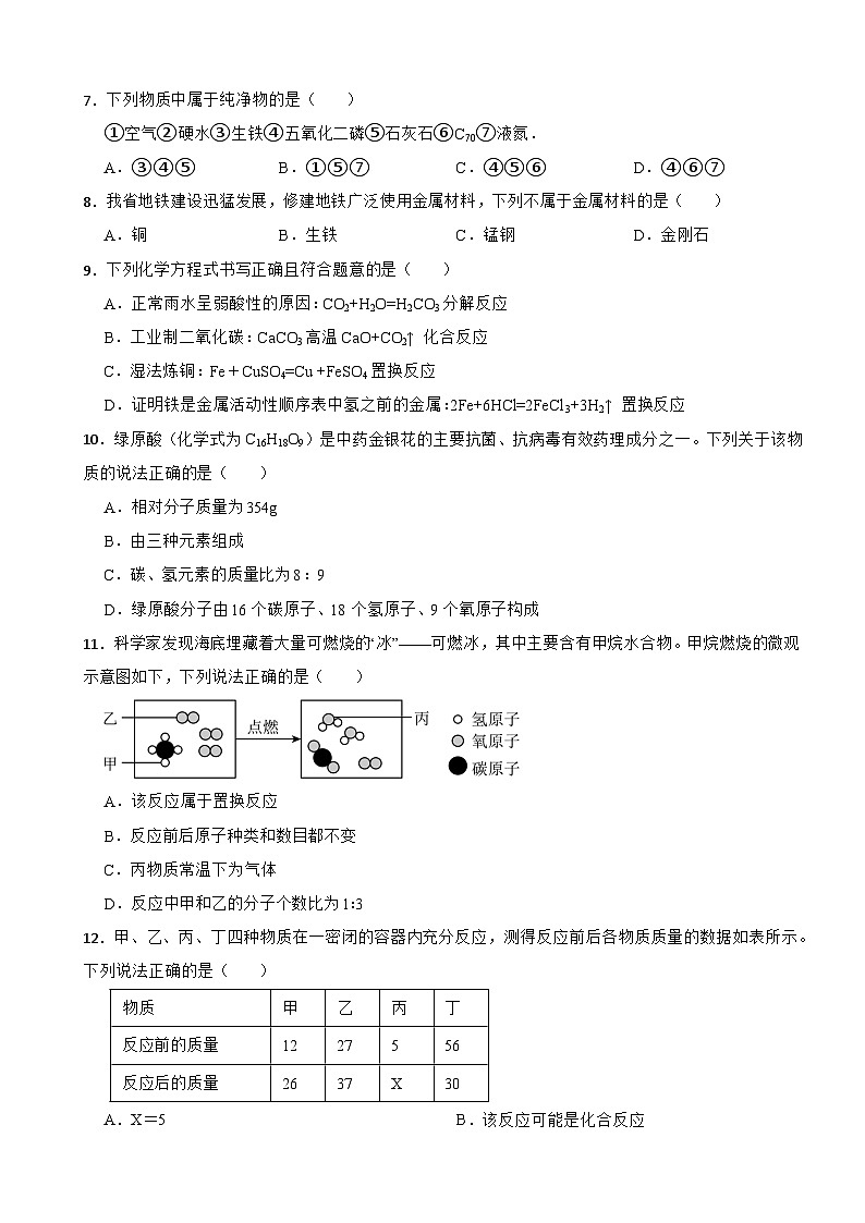 湖南省娄底市2024年九年级上学期化学期末考试试题附参考答案第2页