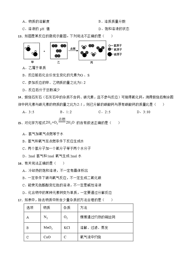 上海市金山区2024年九年级上学期期末化学试题附参考答案第2页