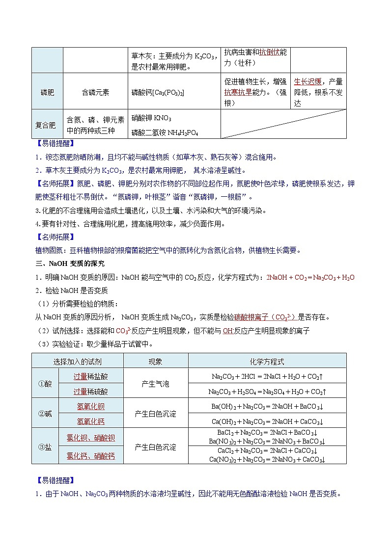 10.3 常见的盐（第3课时）-知识点梳理+练习（含答案解析）第3页