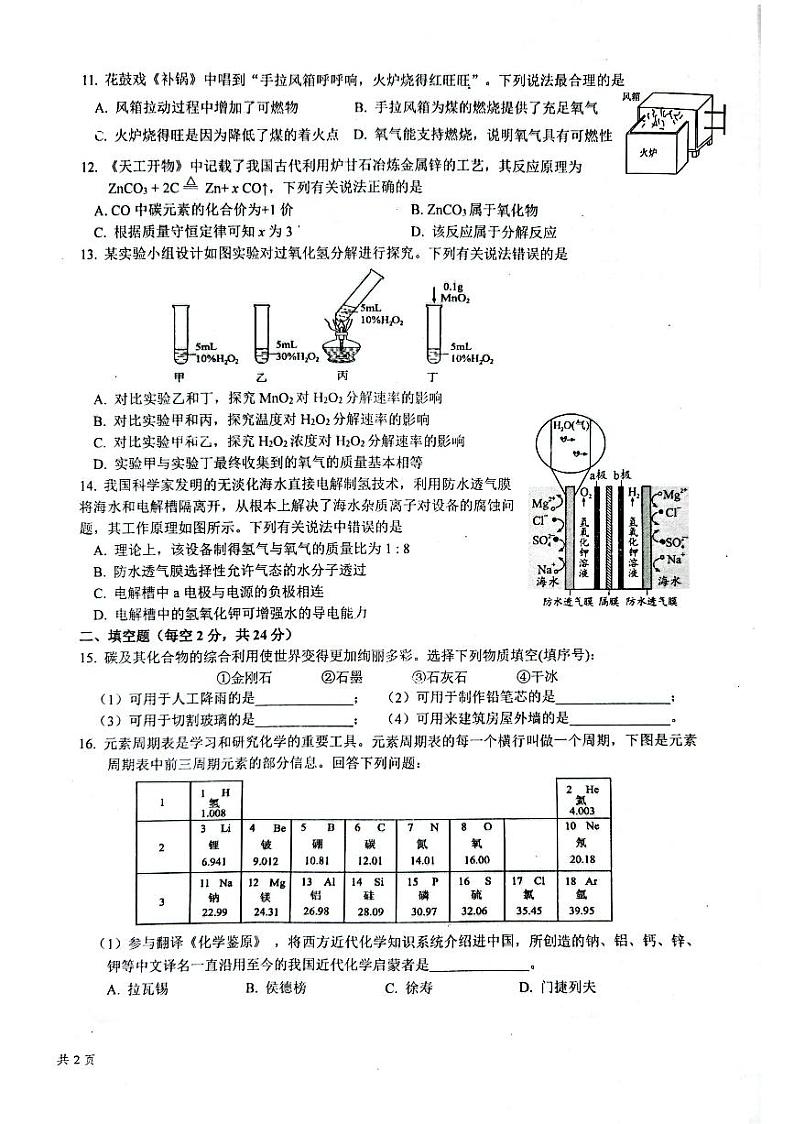 海南省省直辖县级行政单位琼中黎族苗族自治县2024-2025学年九年级上学期1月期末考试化学试题第2页