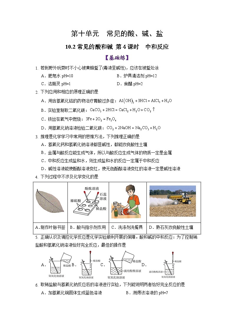 10.2 常见的酸和碱（第4课时）（练习）第1页