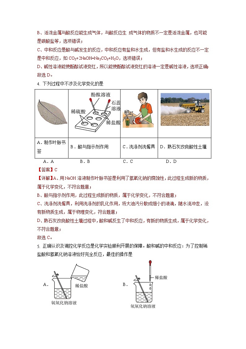 10.2 常见的酸和碱（第4课时）（练习）（含答案解析）第2页