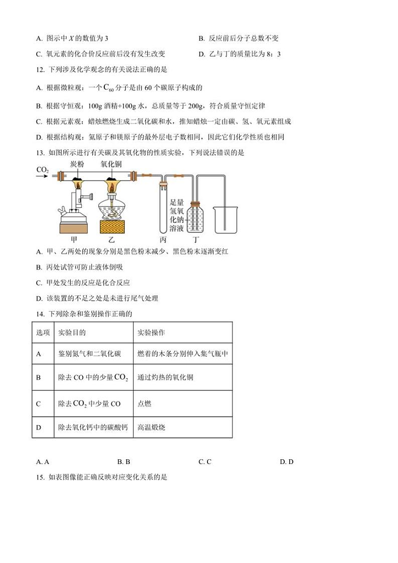 2024～2025学年重庆市长寿中学校九年级上12月月考化学试卷(含答案)第3页