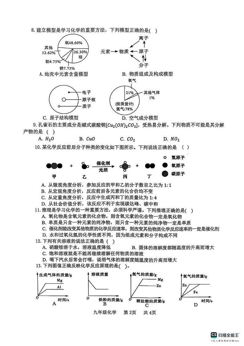 河南省开封市祥符区2024-2025学年九年级上学期期末调研考试化学试题第2页