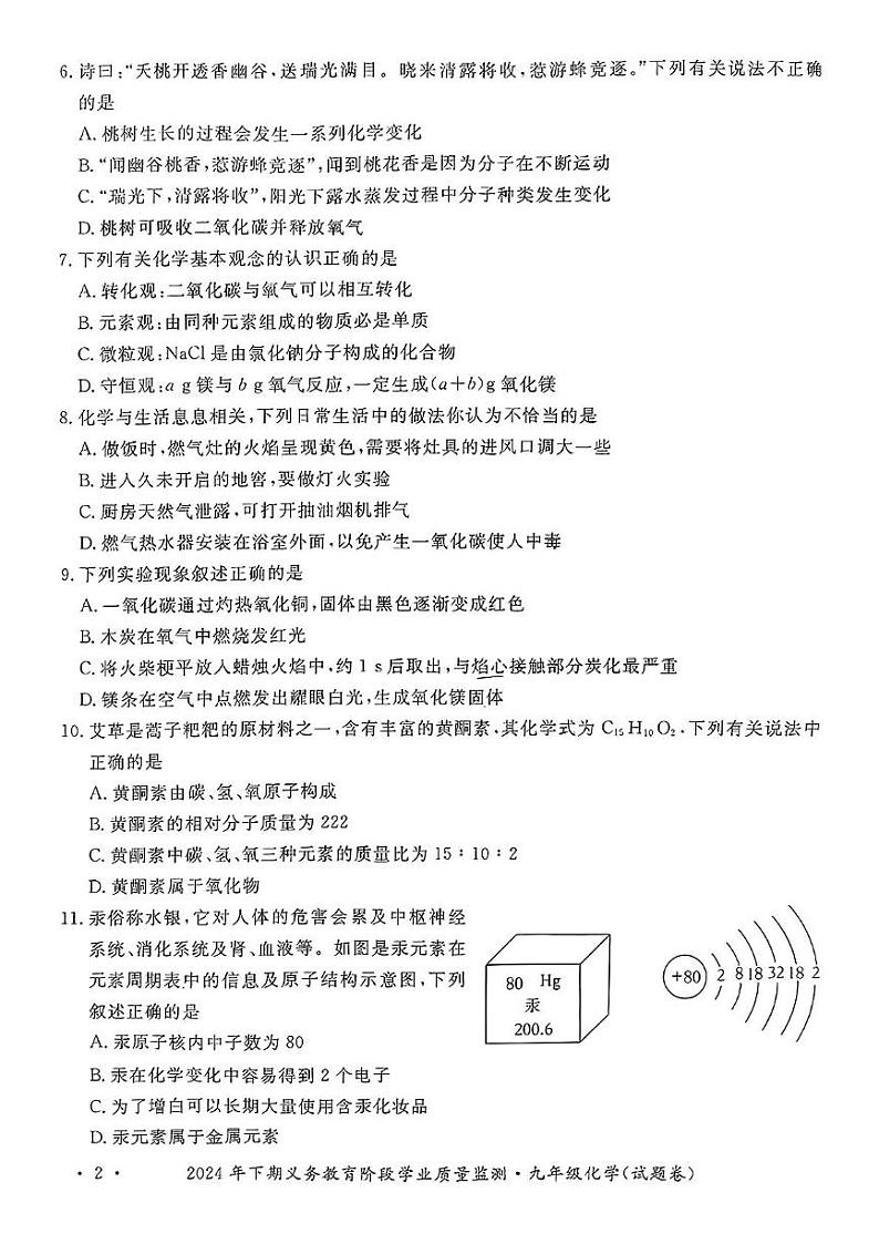 湖南省永州市宁远县2024-2025学年九年级上学期1月期末化学试题第2页