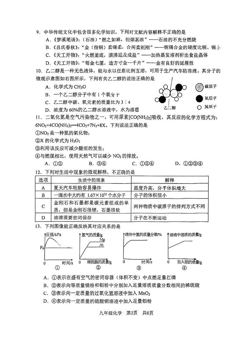 江苏省南京市建邺区2024-2025学年九年级上学期期末考试化学试题第2页