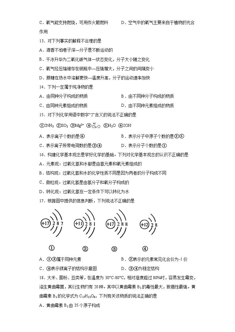 山东省泰安市肥城市2023-2024学年八年级上学期期末考试 化学试题（含解析）第3页