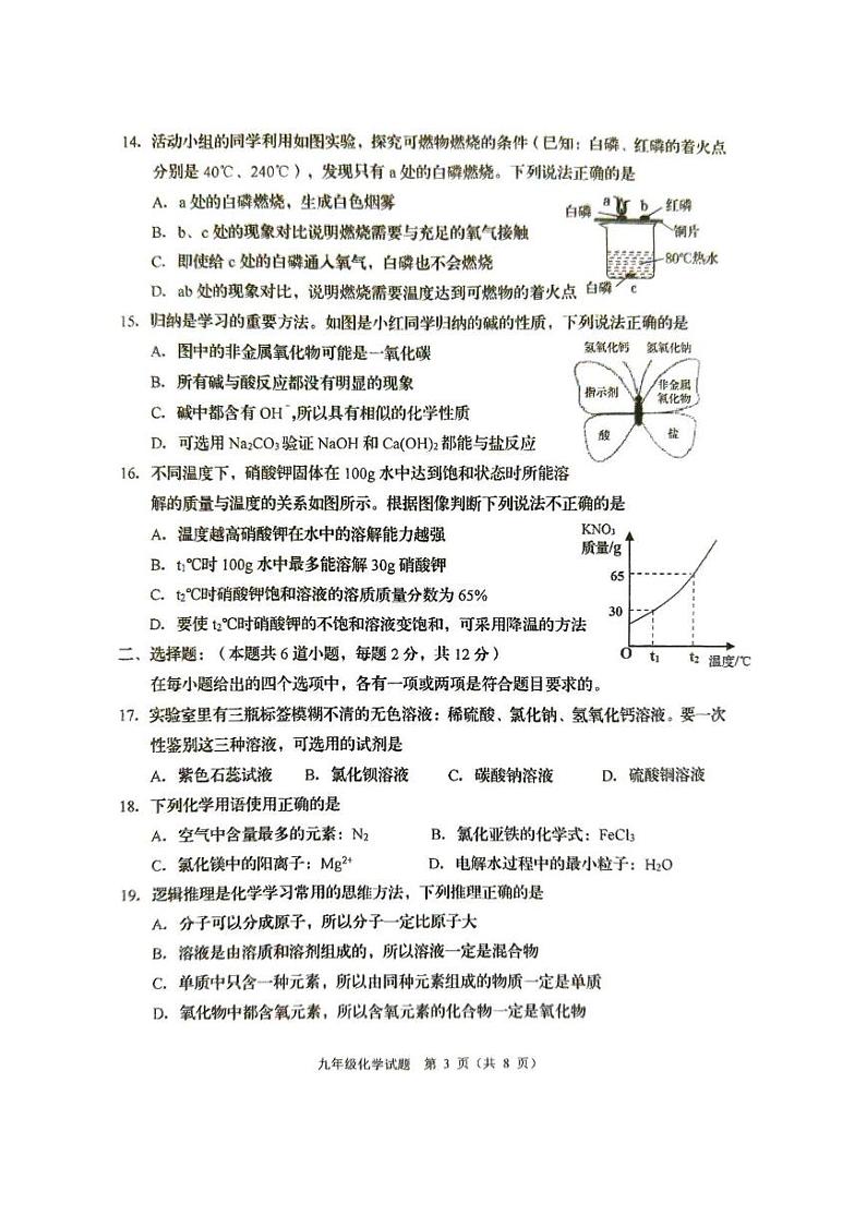 山东省青岛市城阳区2024-2025学年九年级上学期期末考试化学试卷第3页