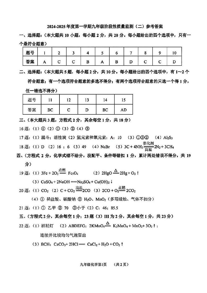 天津市南开区2024-2025学年九年级上学期期末化学试题（解析版）第1页
