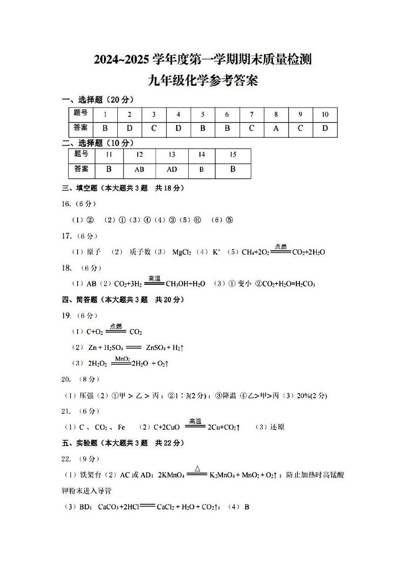 天津市河东区2024-2025学年九年级上学期期末化学试题（解析版）第1页