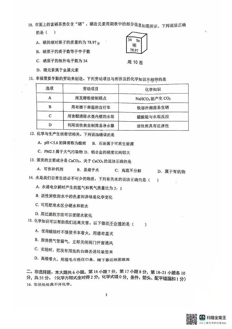 广东省清远市连州市2024-2025学年九年级上学期期末考试化学试题第3页