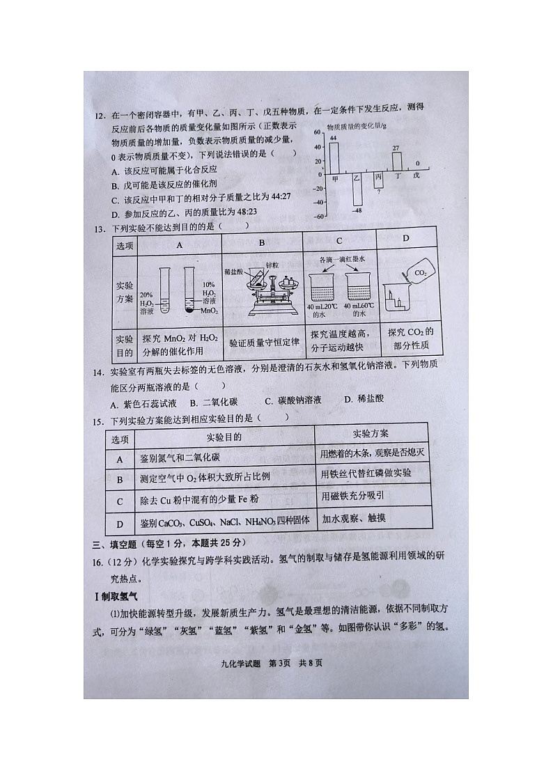 山东省枣庄市薛城区2024-2025学年九年级上学期1月期末化学试题第3页