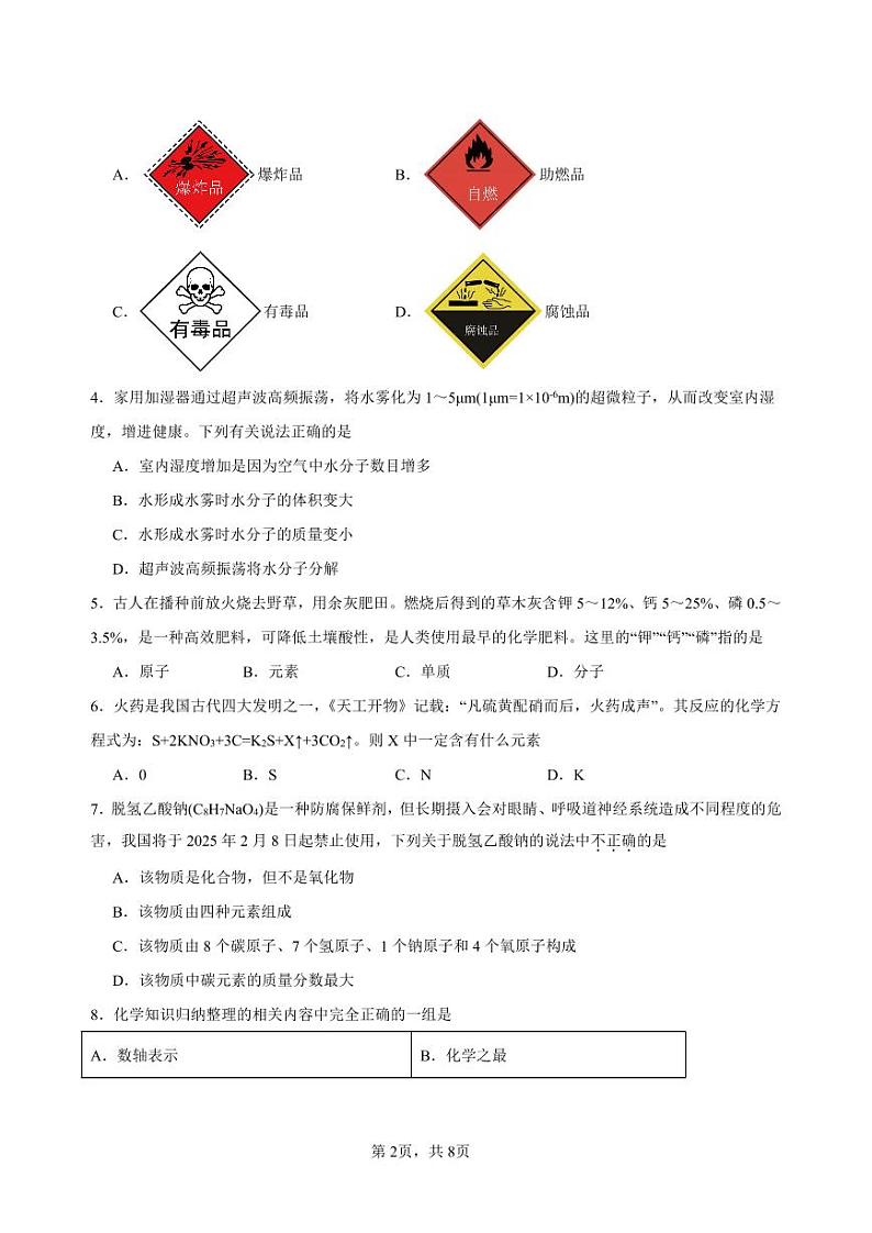 【化学】山西省2024-2025学年度九年级期末联考试卷第2页