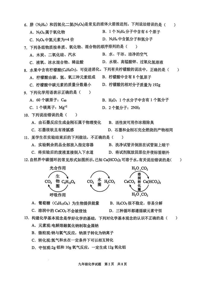 广东省广州市番禺区2024--2025学年九年级上学期期末考试化学试卷第2页